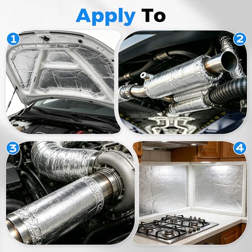 THERMOBRAIDTECH Ceramic Fiber Aluminum Foil Heat Shield Mat 2300°F High Temp Repackable Thermal Insulation Protector