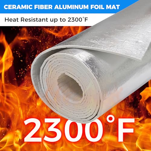 THERMOBRAIDTECH Ceramic Fiber Aluminum Foil Heat Shield Mat 2300°F High Temp Repackable Thermal Insulation Protector