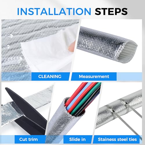 THERMOBRAIDTECH High Temp Heat Shield Sleeve Vapor Lock Silver Aluminized Wire Shielding Insulation Protection and Cover