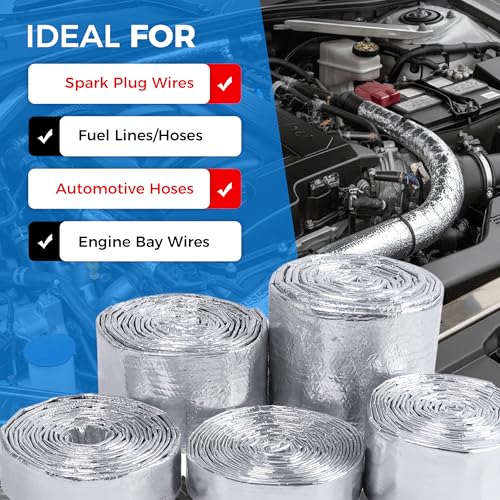 THERMOBRAIDTECH High Temp Heat Shield Sleeve Vapor Lock Silver Aluminized Wire Shielding Insulation Protection and Cover