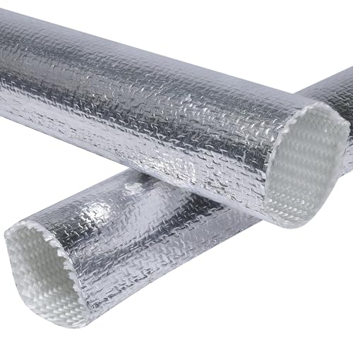 THERMOBRAIDTECH High Temp Heat Shield Sleeve Vapor Lock Silver Aluminized Wire Shielding Insulation Protection and Cover